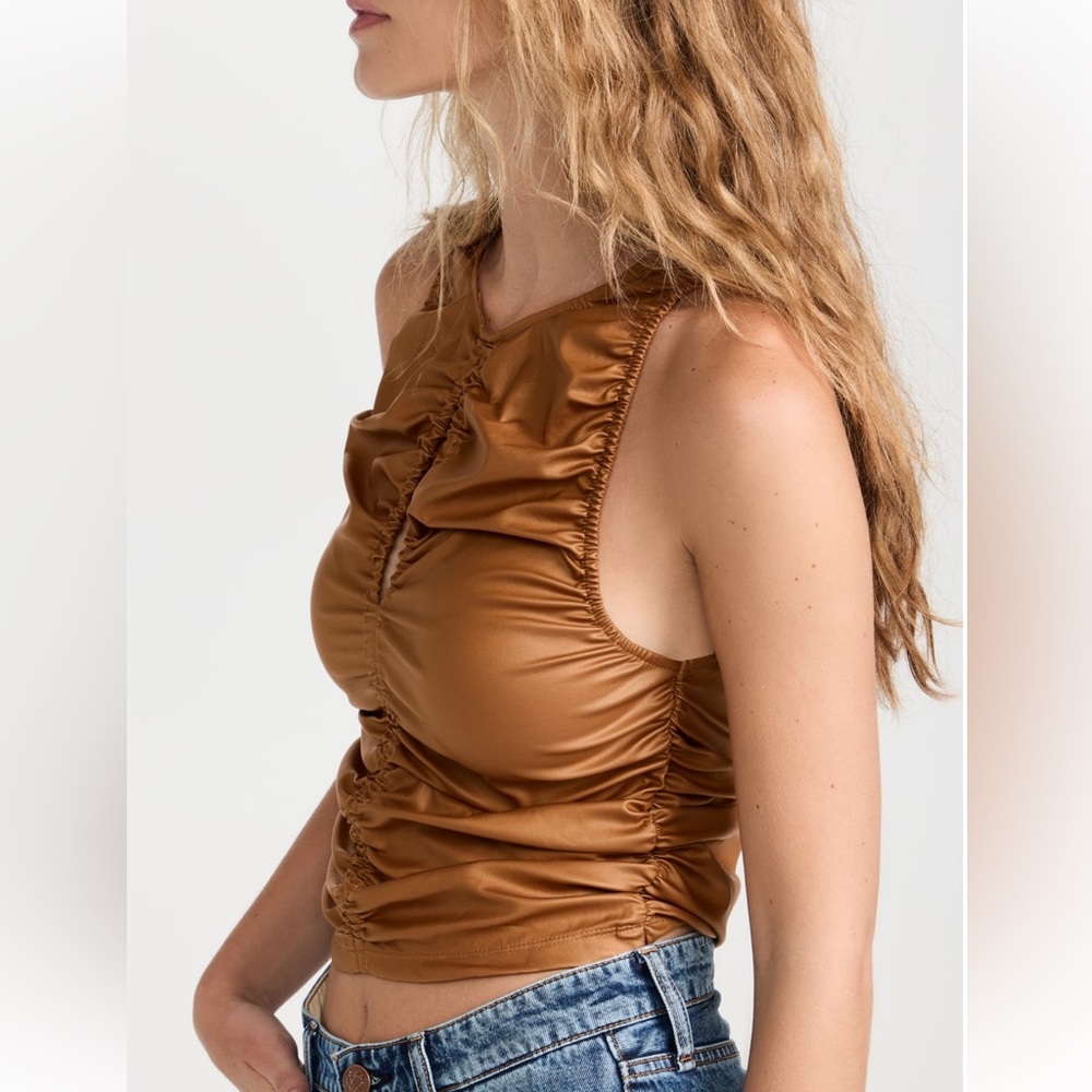 FREE PEOPLE Ride Along Ruched Crop Large - Picture 4 of 9
